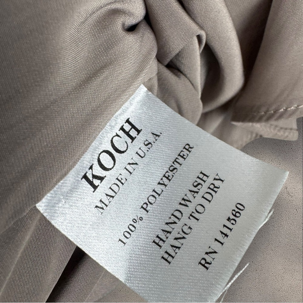 Koch Cafe Cara Top Blouse Satin Ruffle‎ Tan Beige Sz XS - Picture 6 of 8